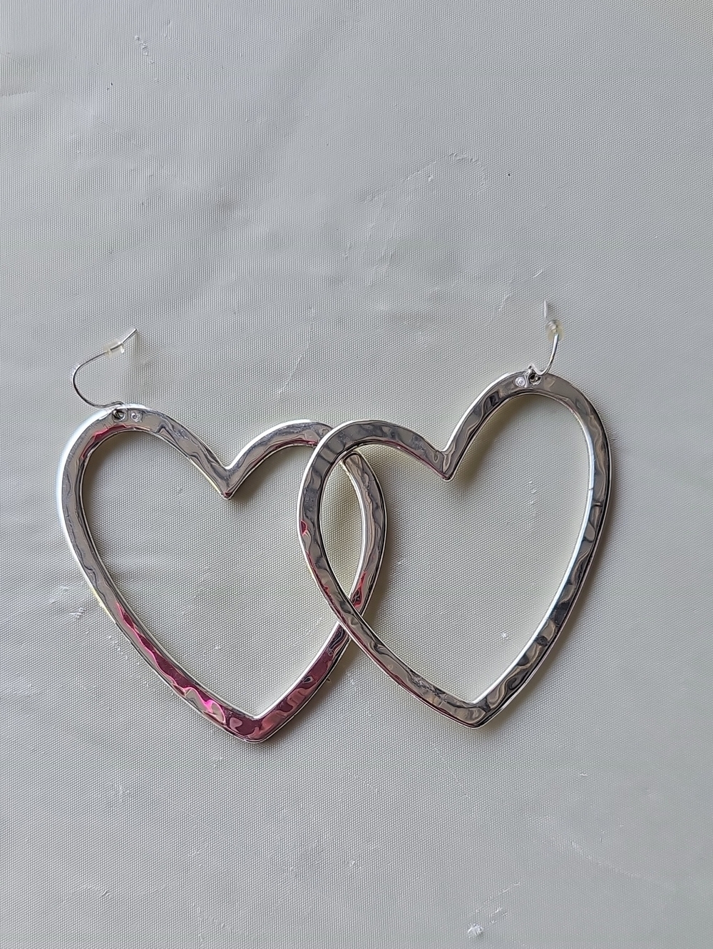 Silver Heart Hoop Earrings - Women Jewelry